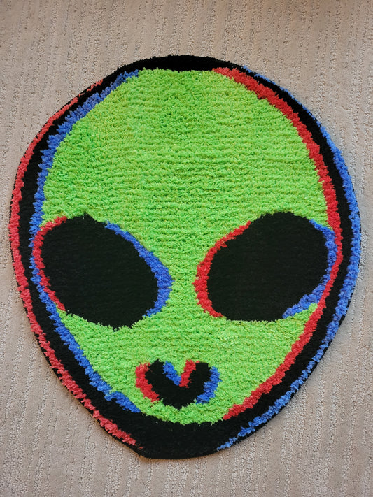 Alien Face 3d illusion Tufted Rug