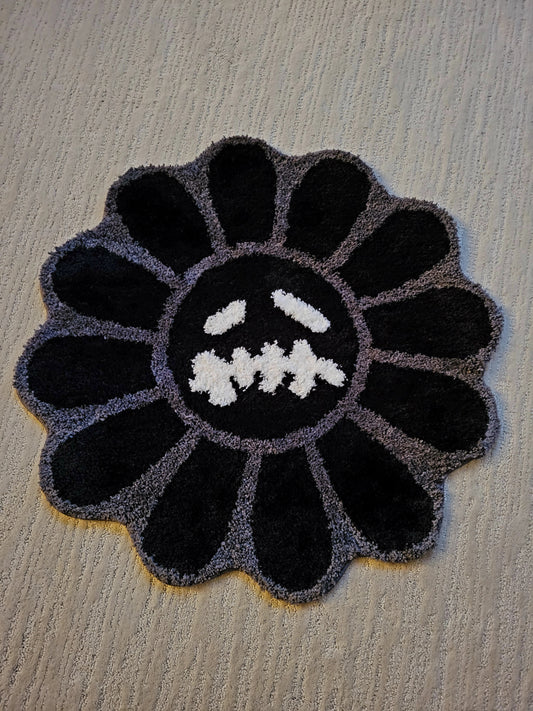 Black Murakami Flower Rug